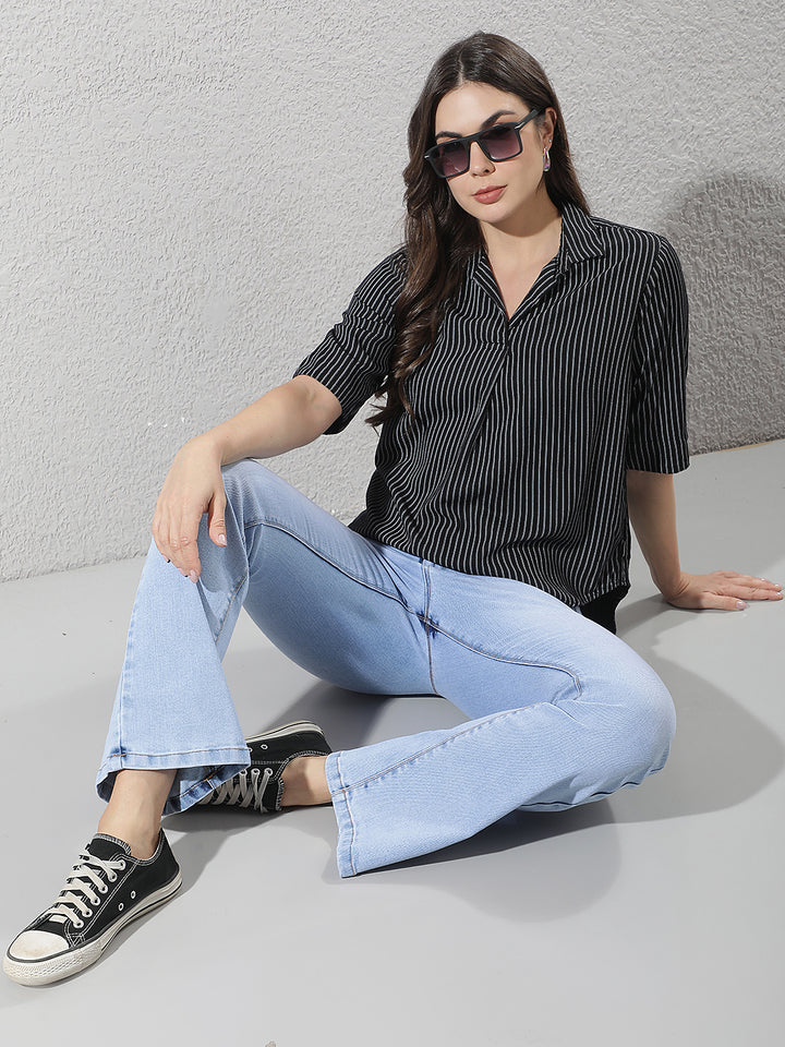 Black Vertical Stripes Top