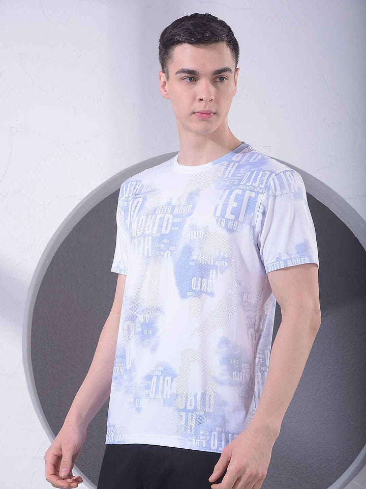 Blue Typographic Print T-Shirt