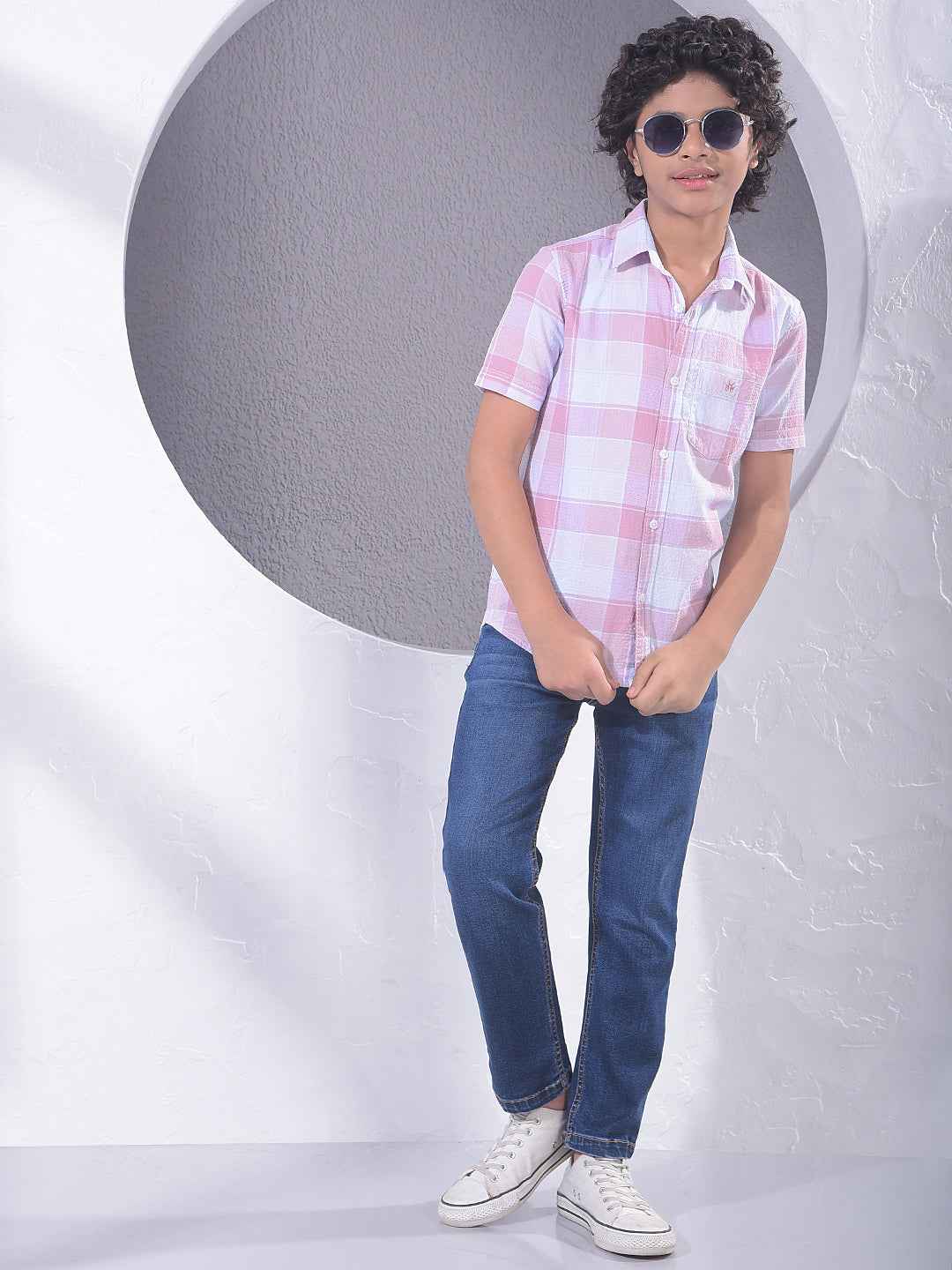 Pink Checked 100% Cotton Shirt
