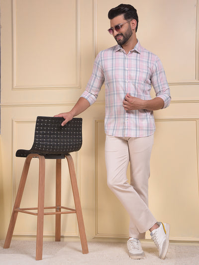 Pink Checked 100% Cotton Shirt