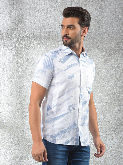 Blue Printed 100% Cotton Shirt