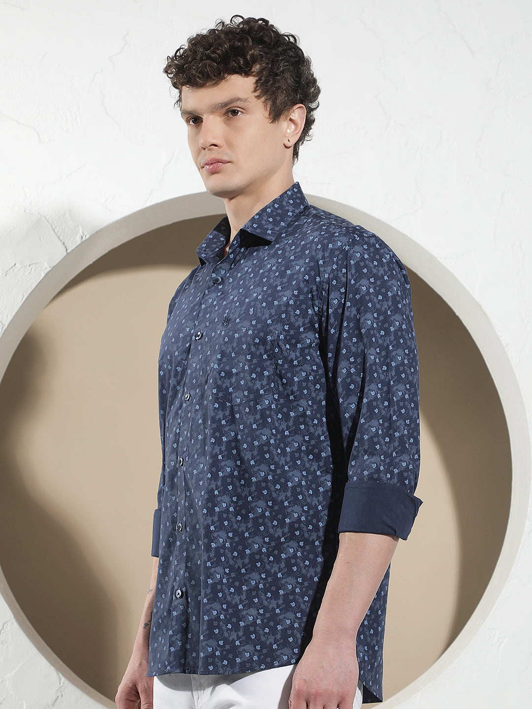 Refined Cobalt Blue Printed Shirt