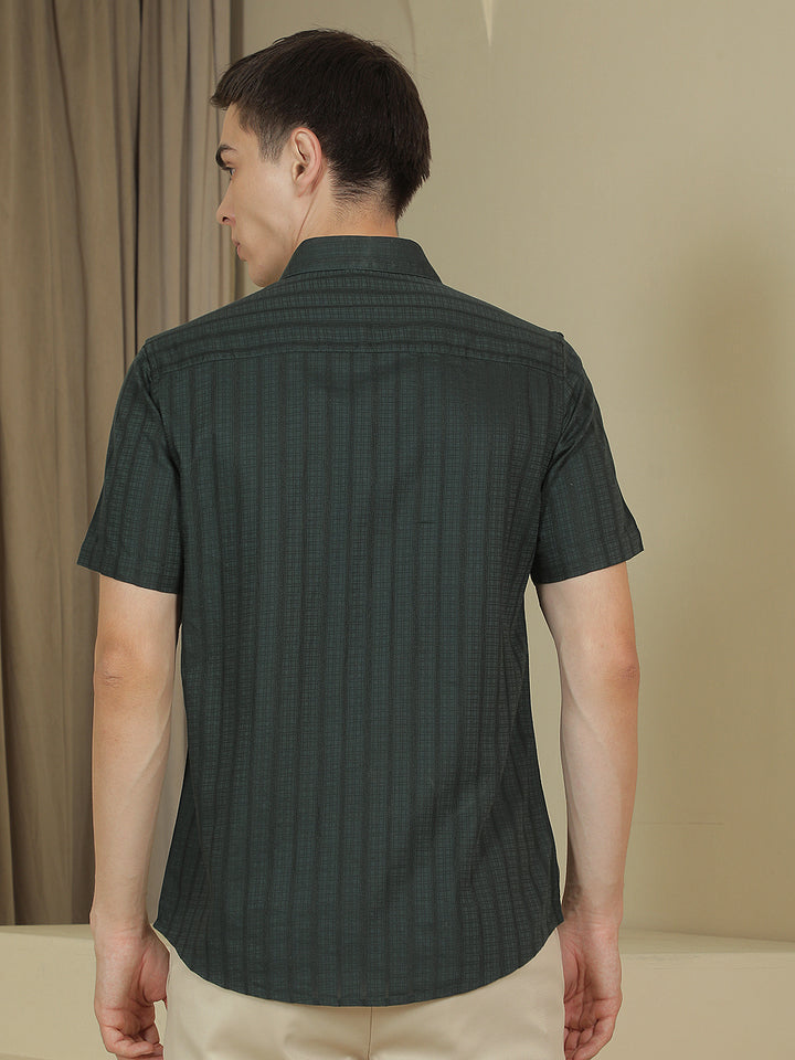 Green Vertical Stripes Shirt