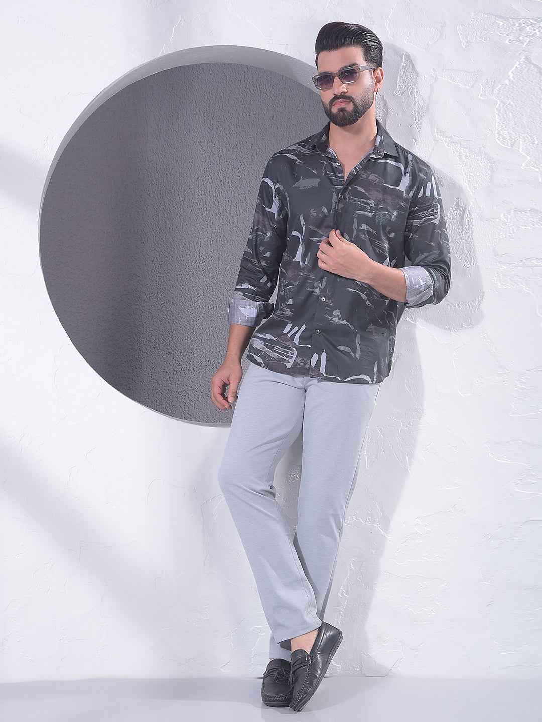 Grey Textured Surface Shirt