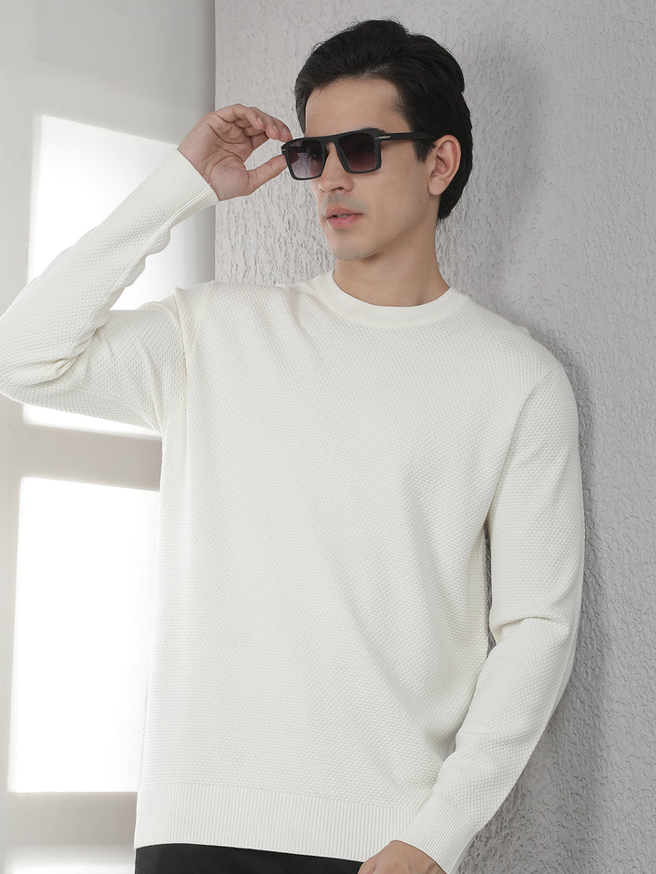 Off White Round Neck Sweater