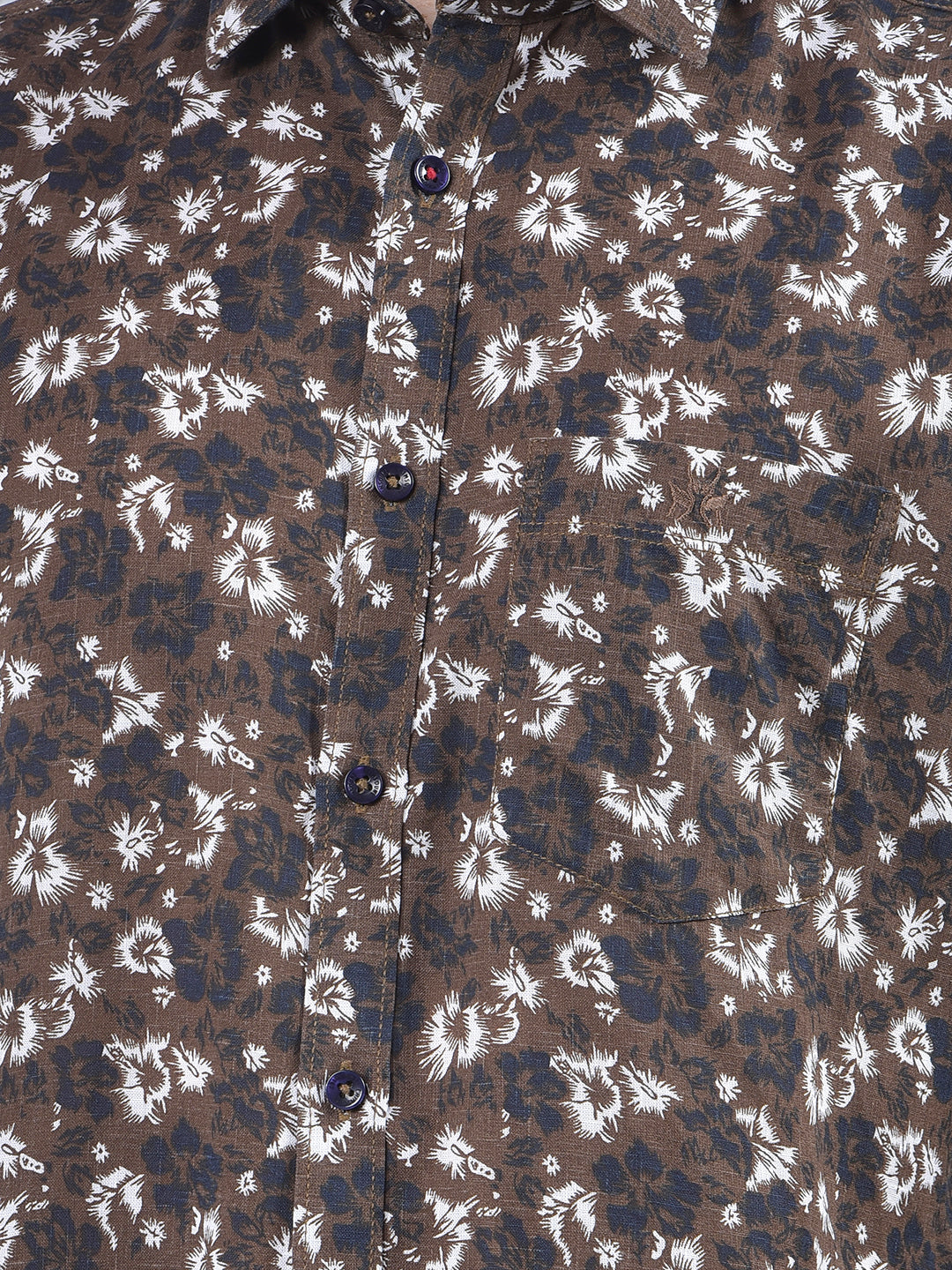 Brown Floral Shirt-Men Shirts-Crimsoune Club