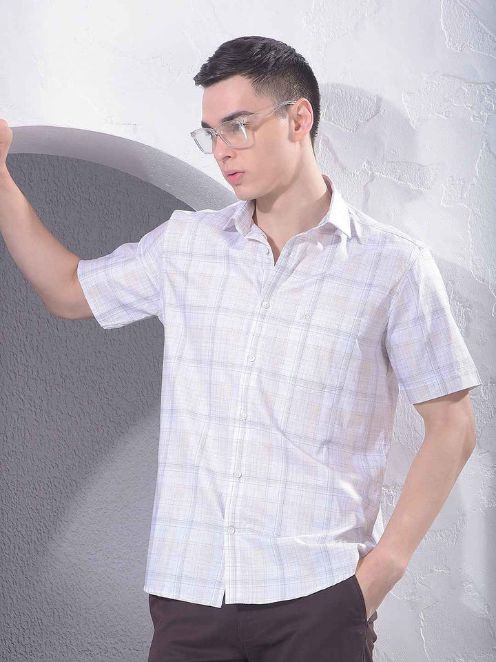 Beige Checked 100% Cotton Shirt