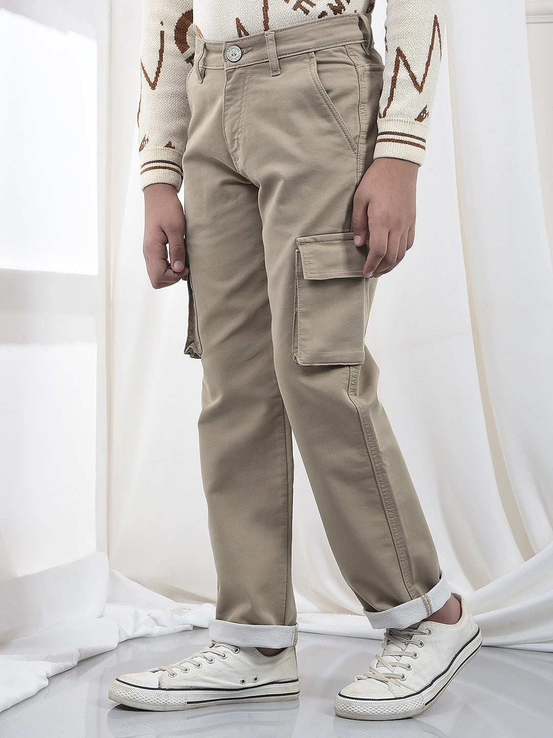 Urban Beige Baggy Cargo Jeans