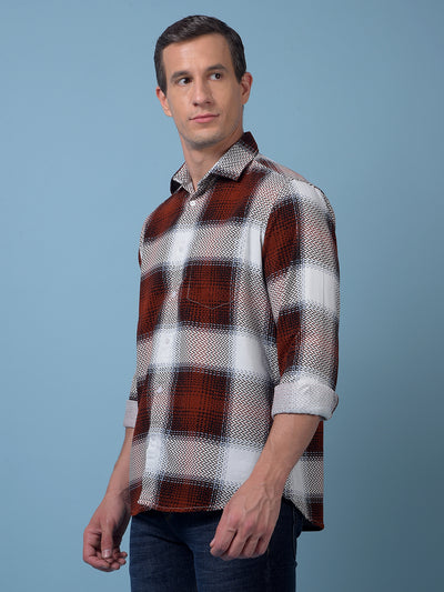 Red Printed 100% Cotton Corduroy Shirt