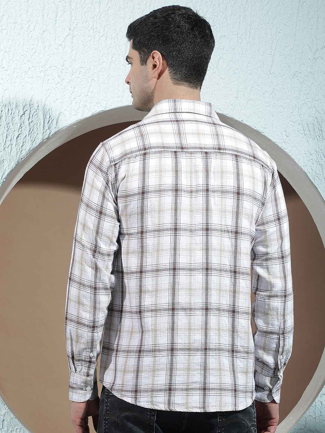 Brown 100% Cotton Checked Shirt