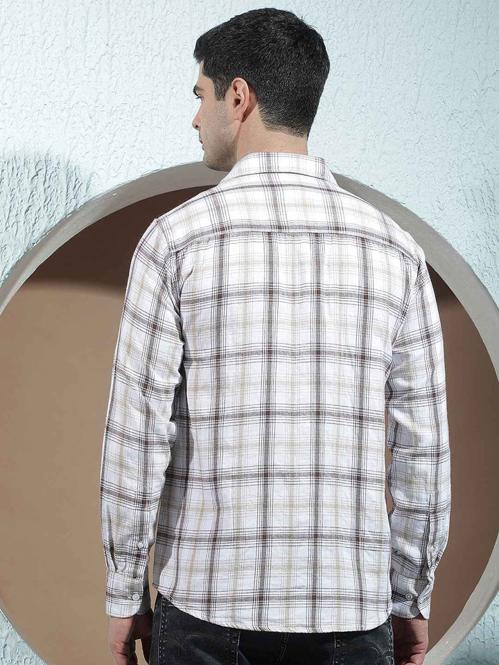 Brown 100% Cotton Checked Shirt