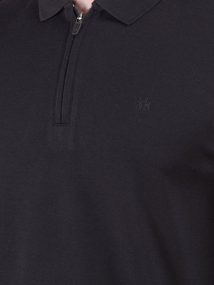 Black Polo-Neck Long-Sleeves T-Shirt