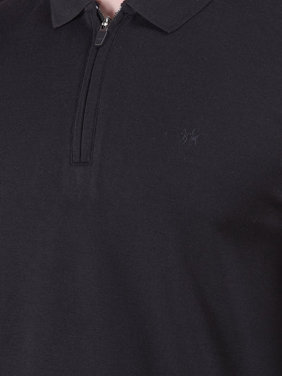 Black Polo-Neck Long-Sleeves T-Shirt