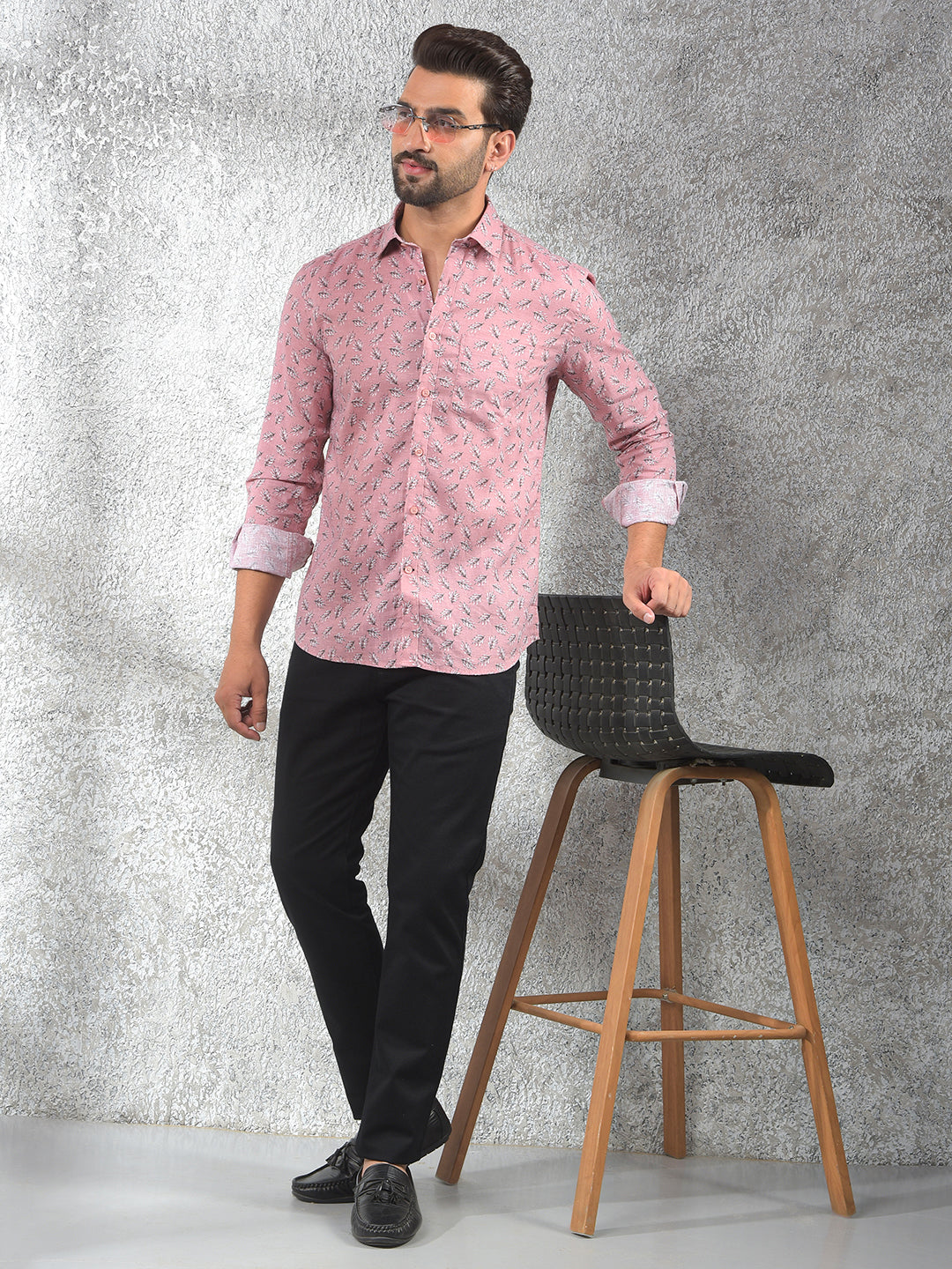 Pink Printed Shirt-Men Shirts-Crimsoune Club