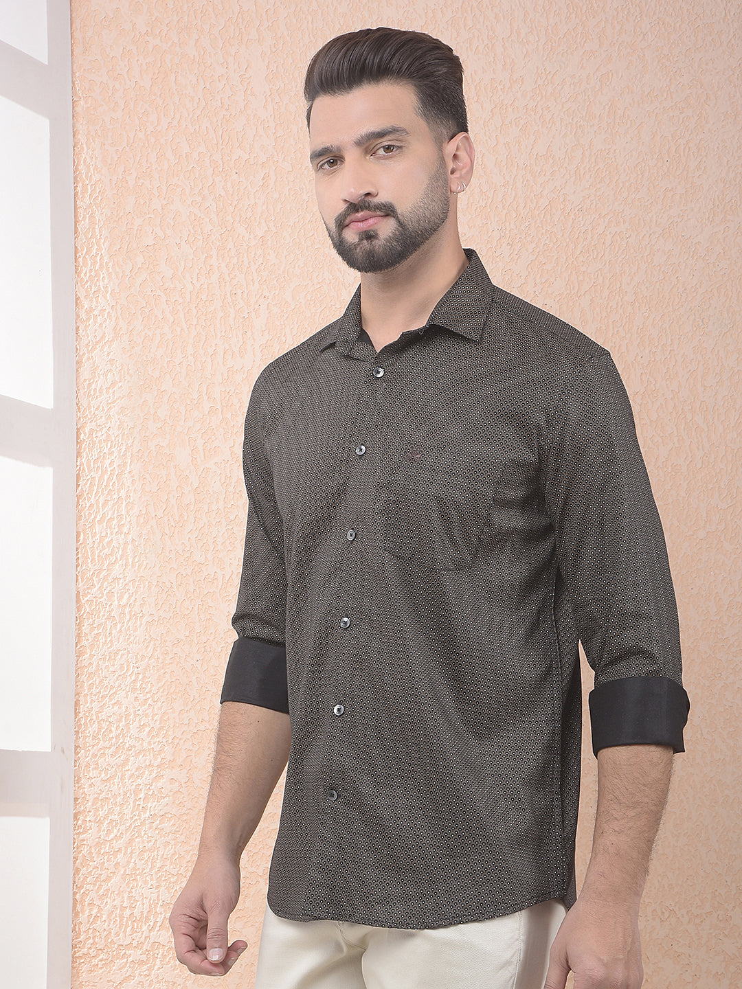 Brown Contemporary Motif Shirt