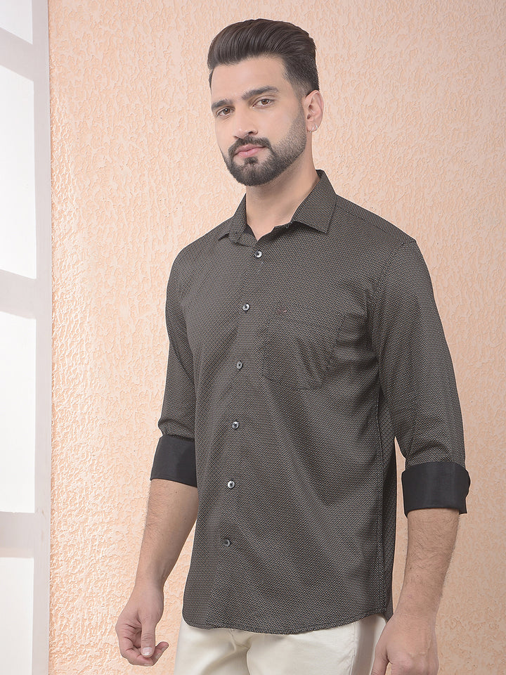 Brown Contemporary Motif Shirt