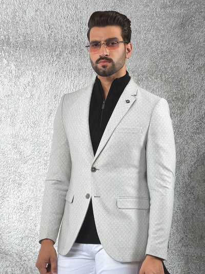 Grey Notched Lapel Single-Breasted Blazer