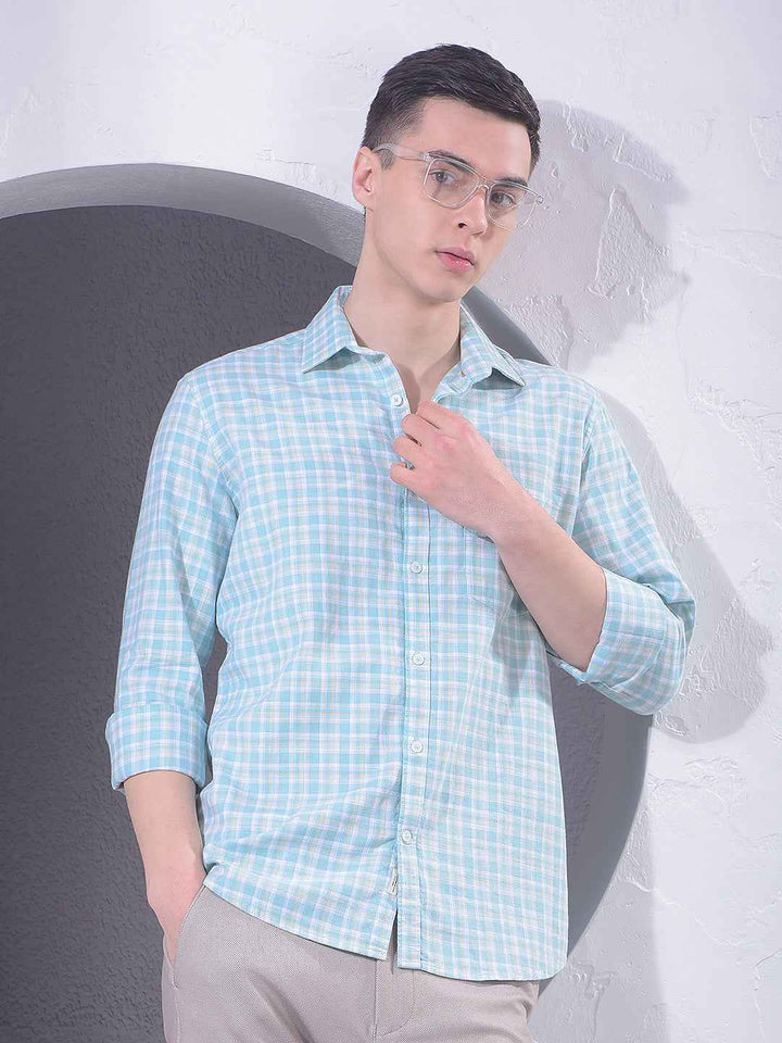 Green Checked 100% Cotton Shirt