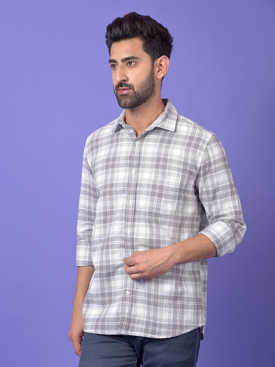 Grey Checked 100% Cotton Shirt