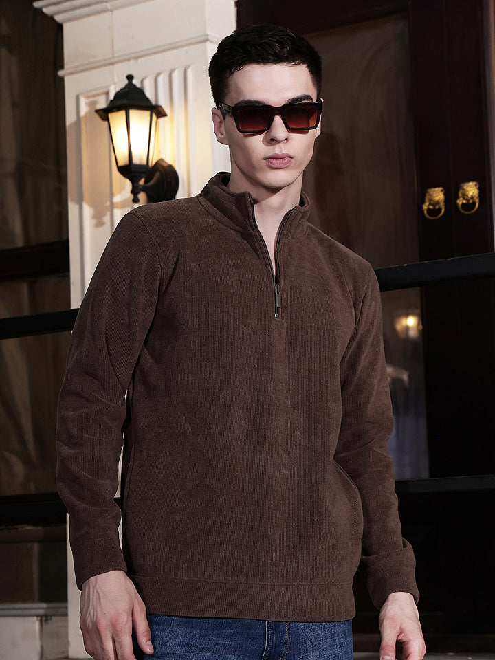 Brown High Neck Sweatshirt
