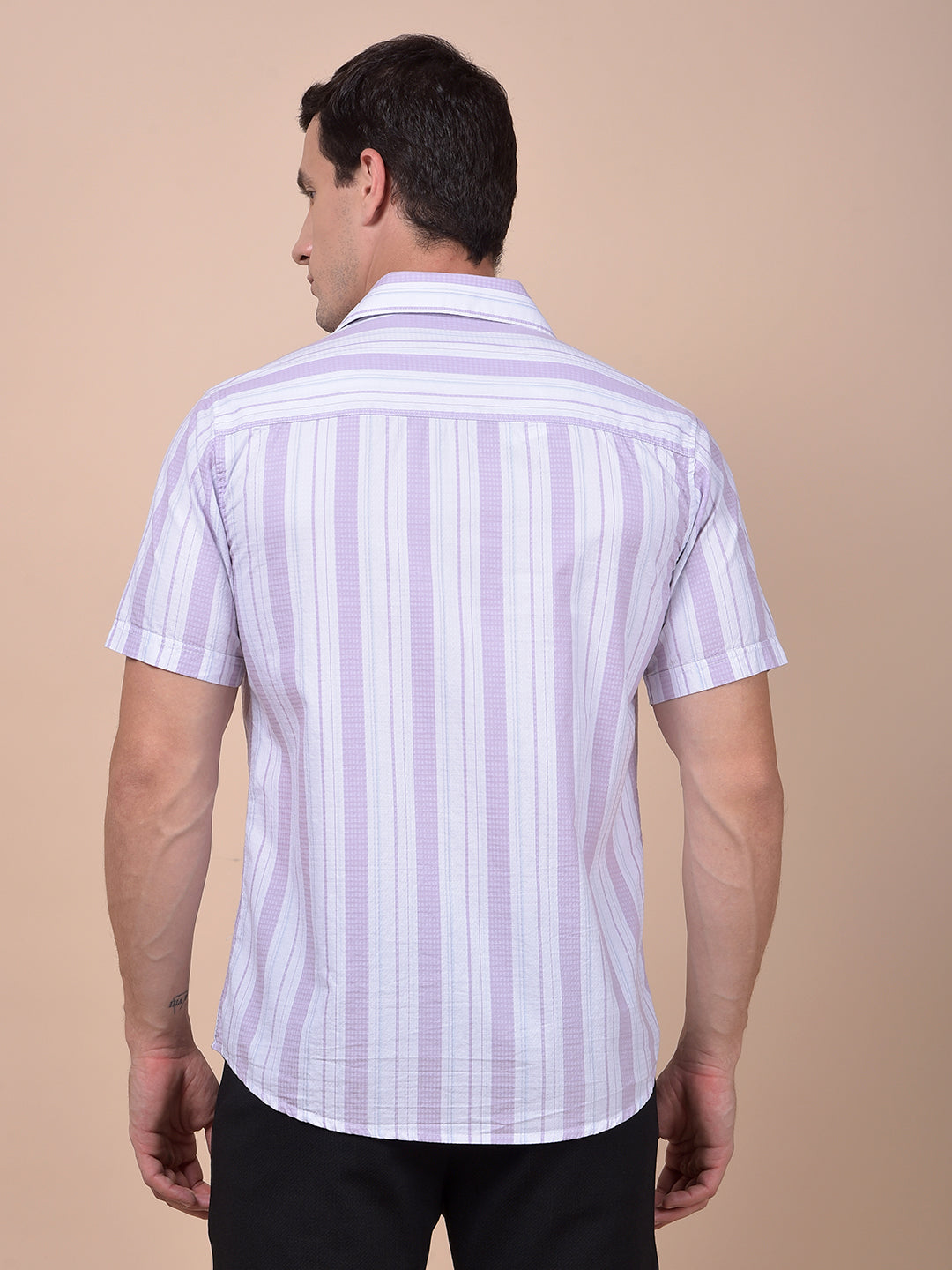 Purple Vertical Stripes 100% Cotton Shirt
