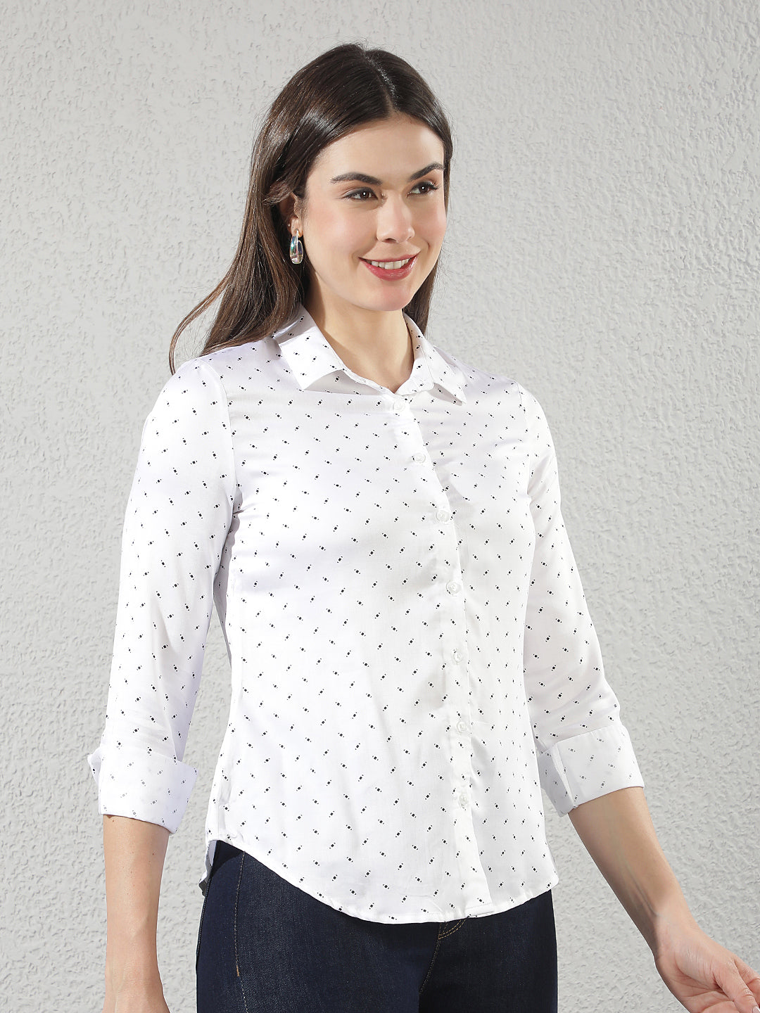 White Polka Dots Modal Shirt