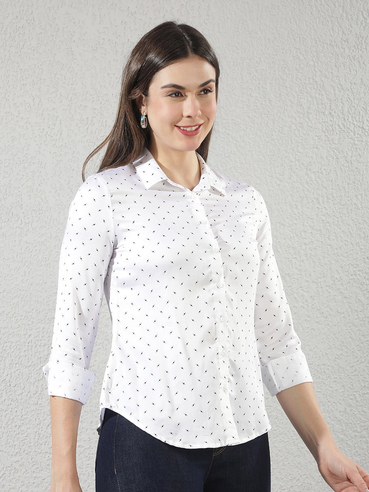 White Polka Dots Modal Shirt
