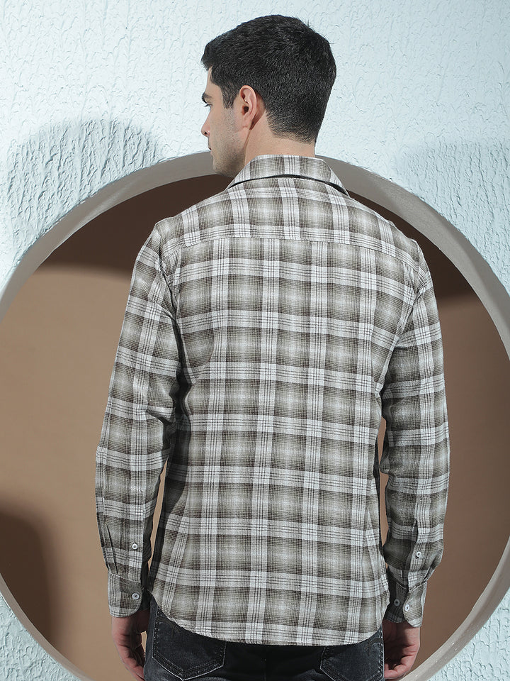 Olive 100% Cotton Checked Shirt
