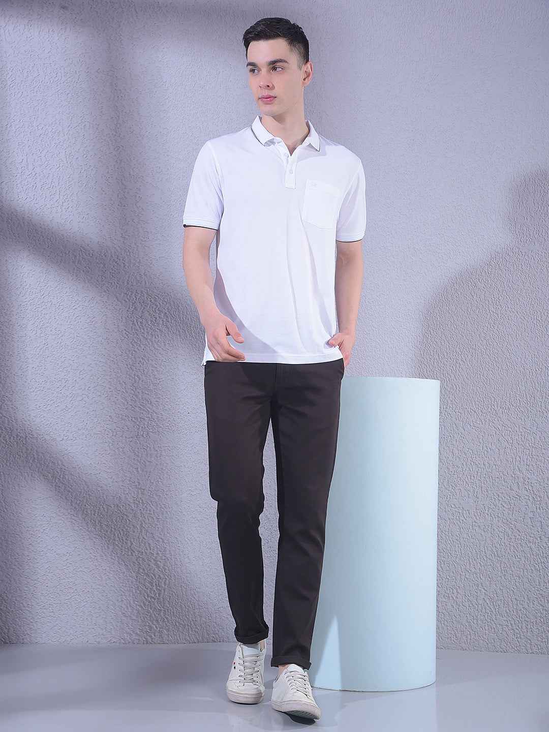 White Polo Neck T-Shirt