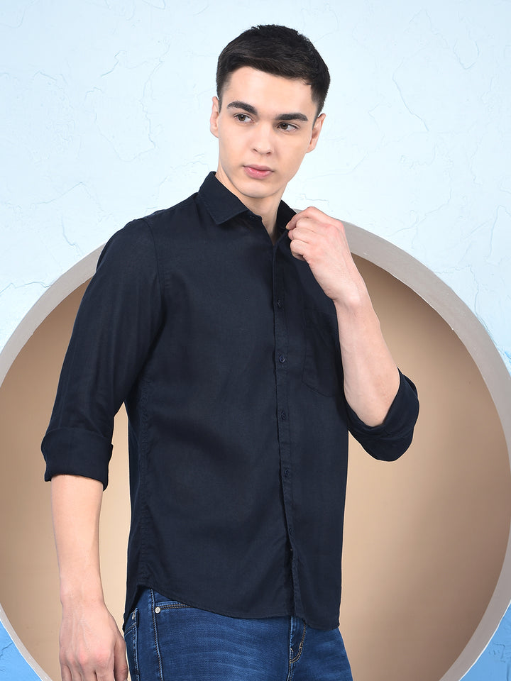 Linen Comfort Marine Blue Shirt