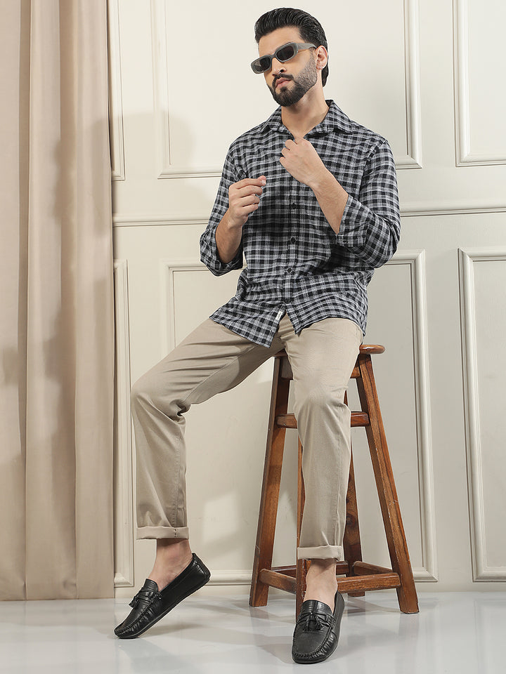 Black 100% Cotton Checked Shirt