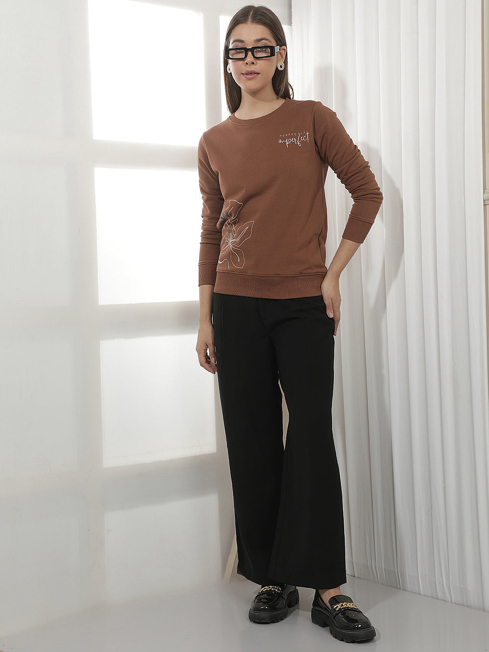Brown Graphic Print Sweatshirt