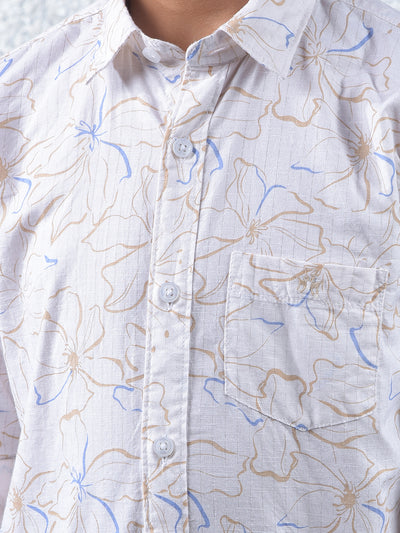White Floral Print Shirt