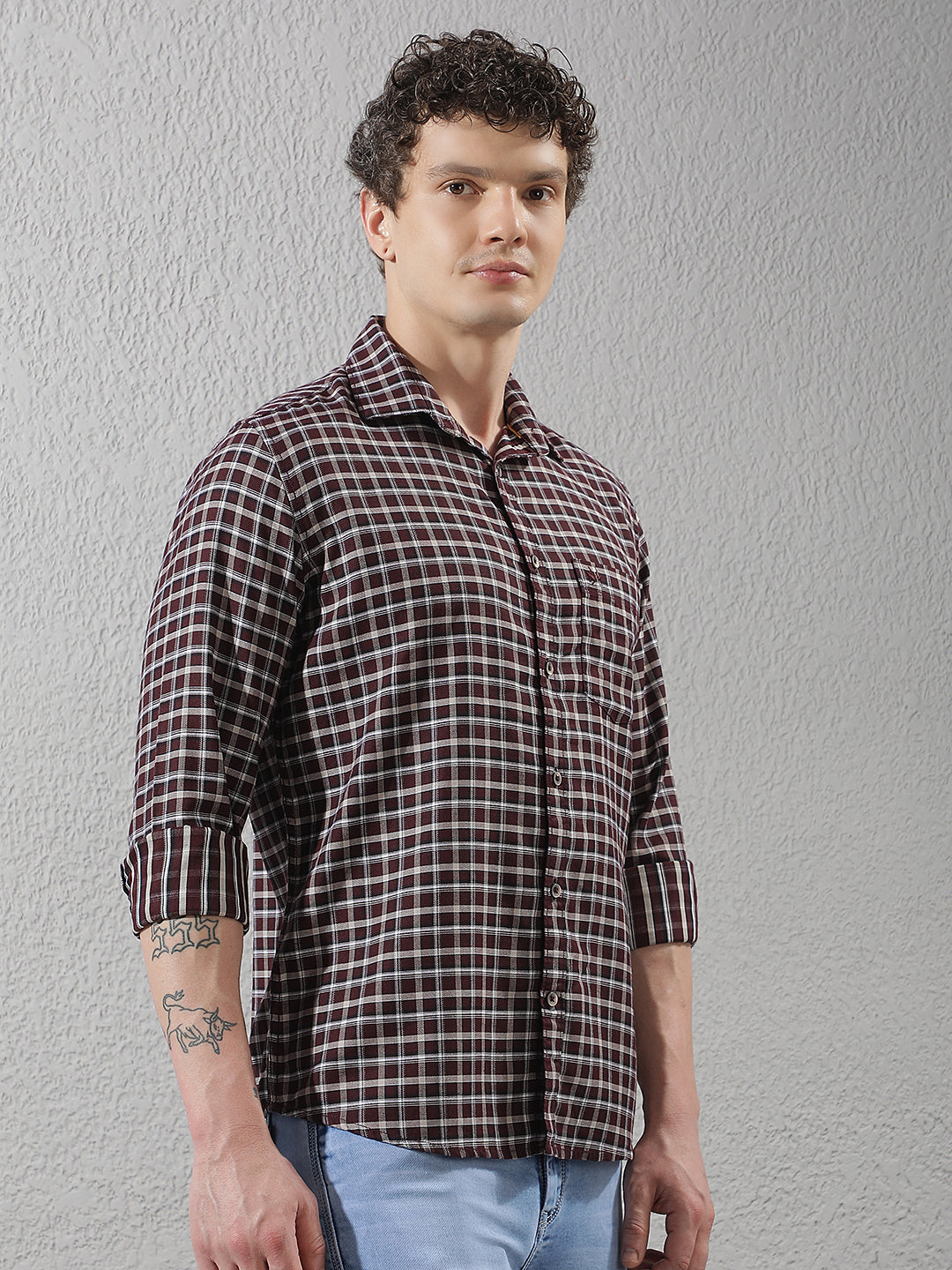 Relaxed Deep Wine Checked Shirt