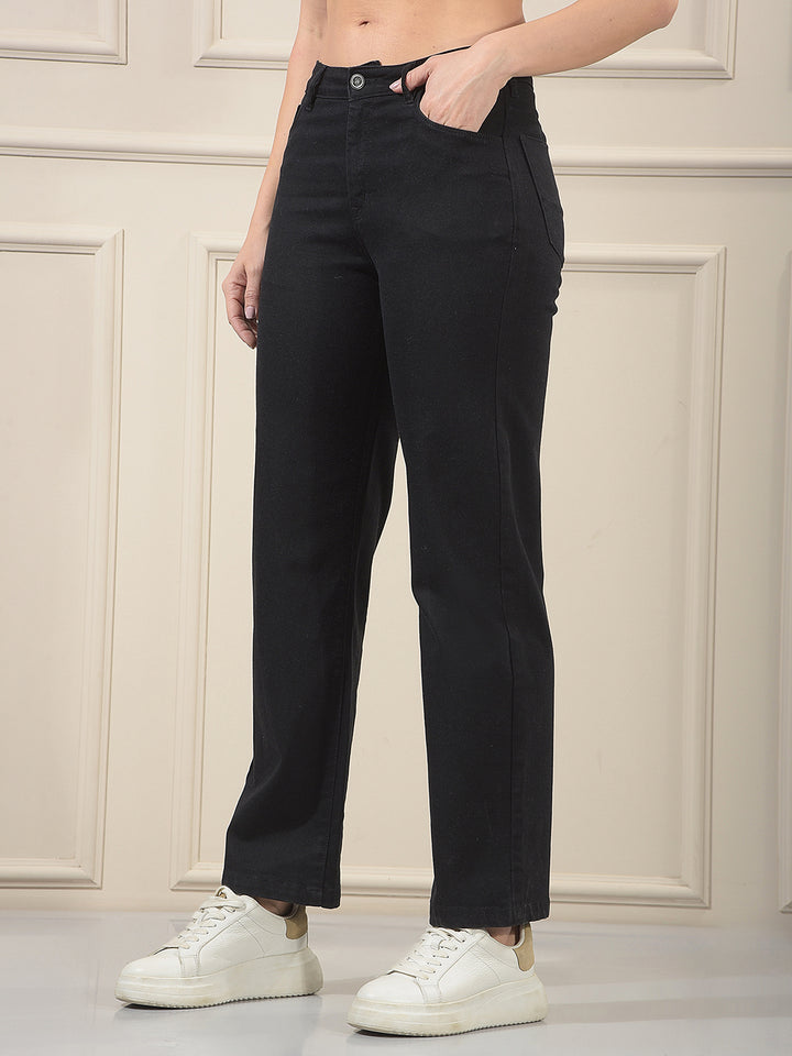 Relaxed Raven Black Straight Jeans