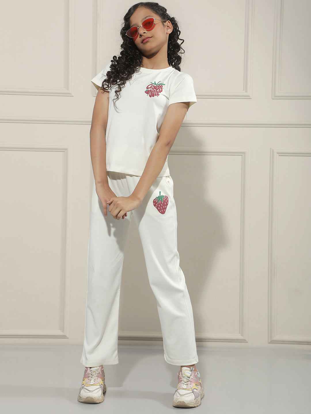 Graphic Print Off White Trackpants