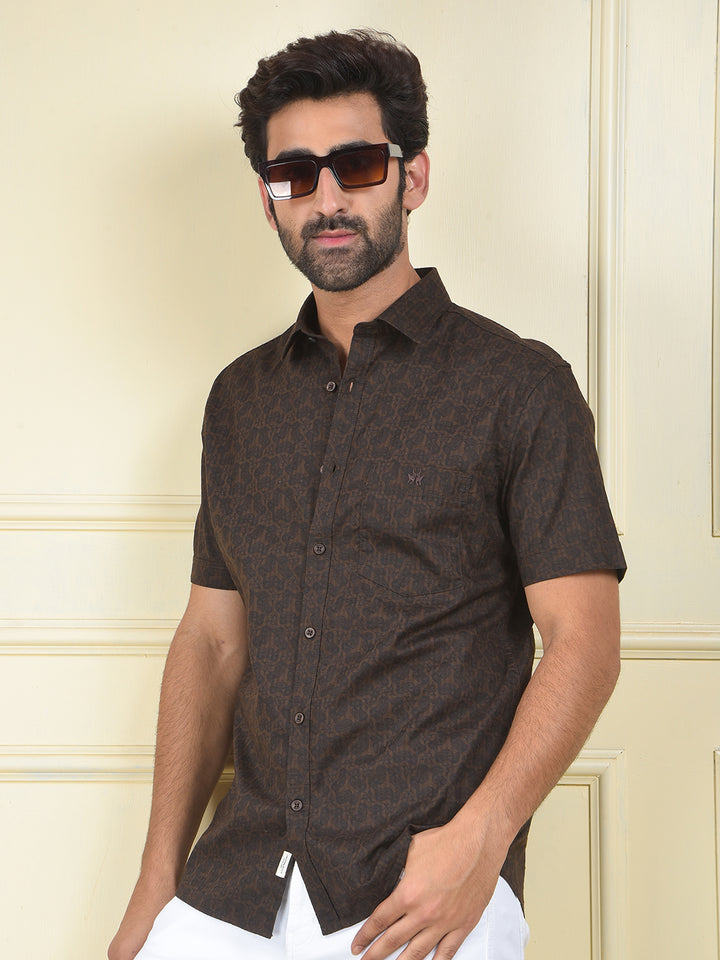 Fresh Aura Brown Printed Shirt