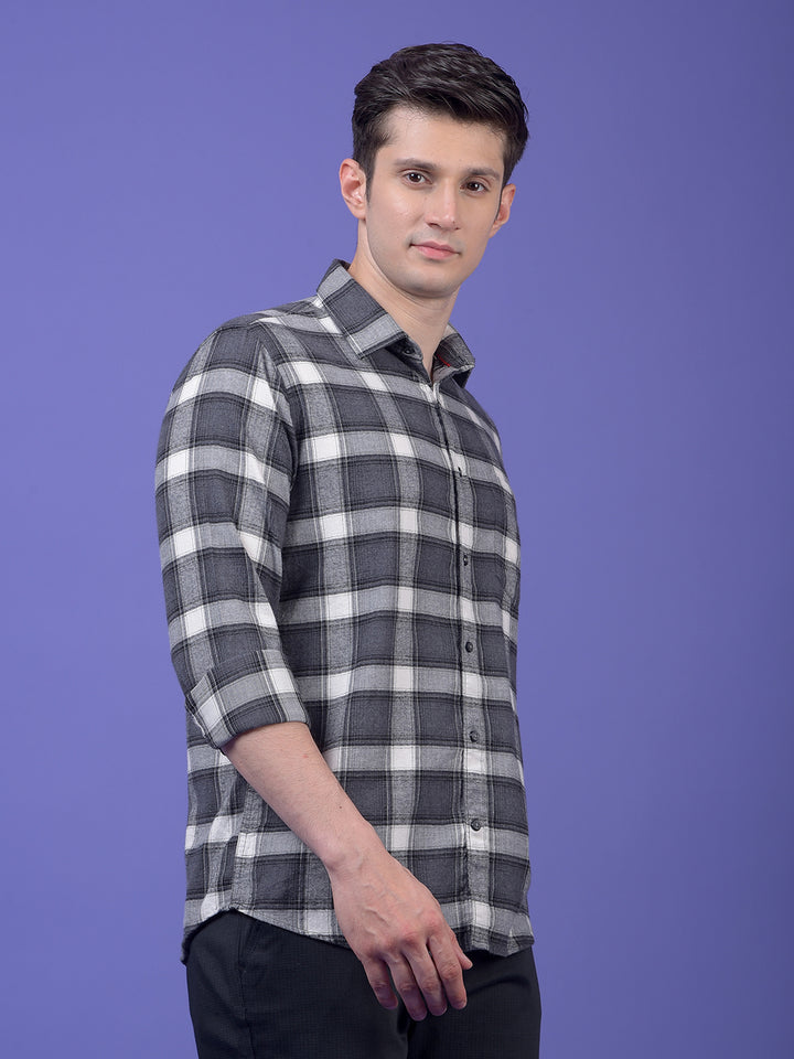 Grey Checked 100% Cotton Shirt