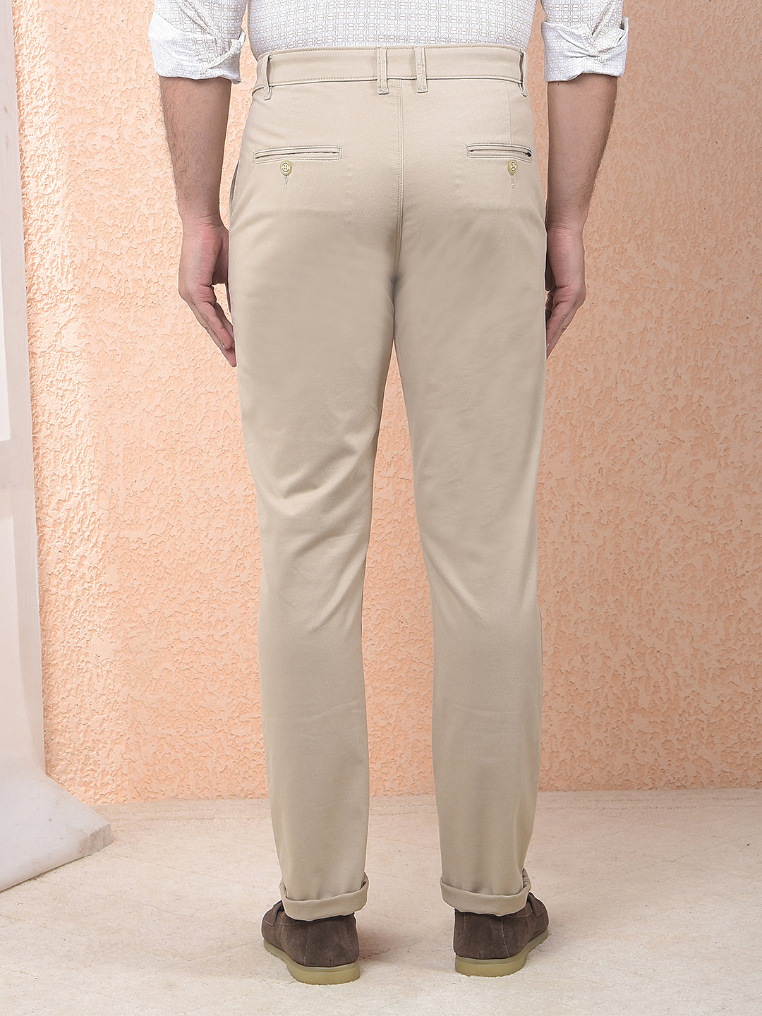 Beige Slim Comfort Trousers