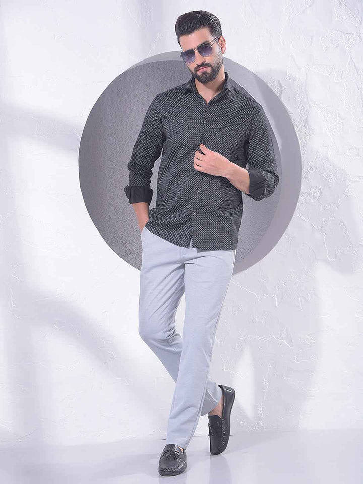 Black Abstract Print Modal Shirt
