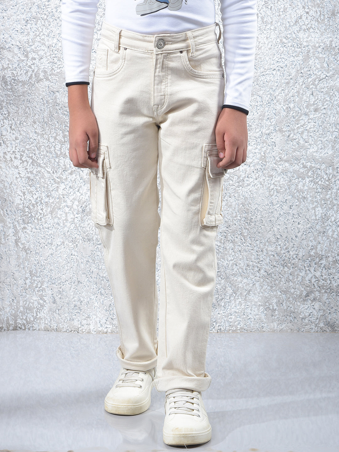 Beige Straight Cargo Jeans