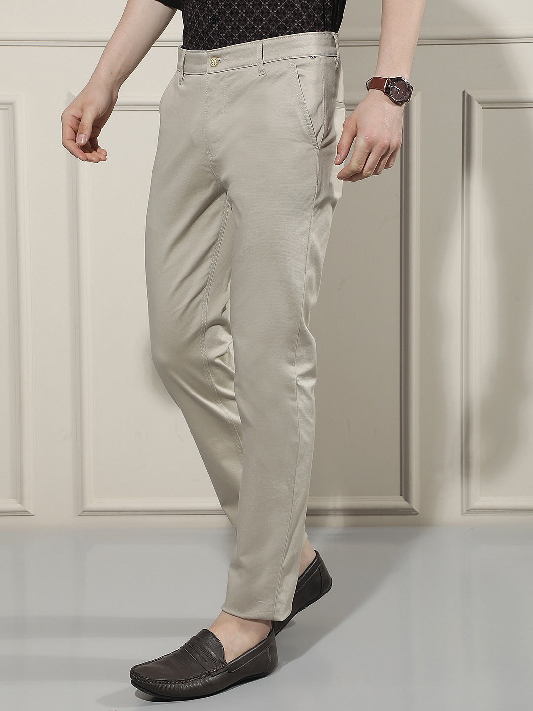 Classic Beige Dobby Trousers