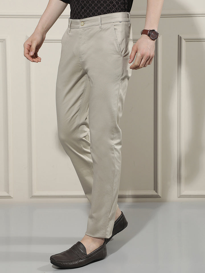 Classic Beige Dobby Trousers