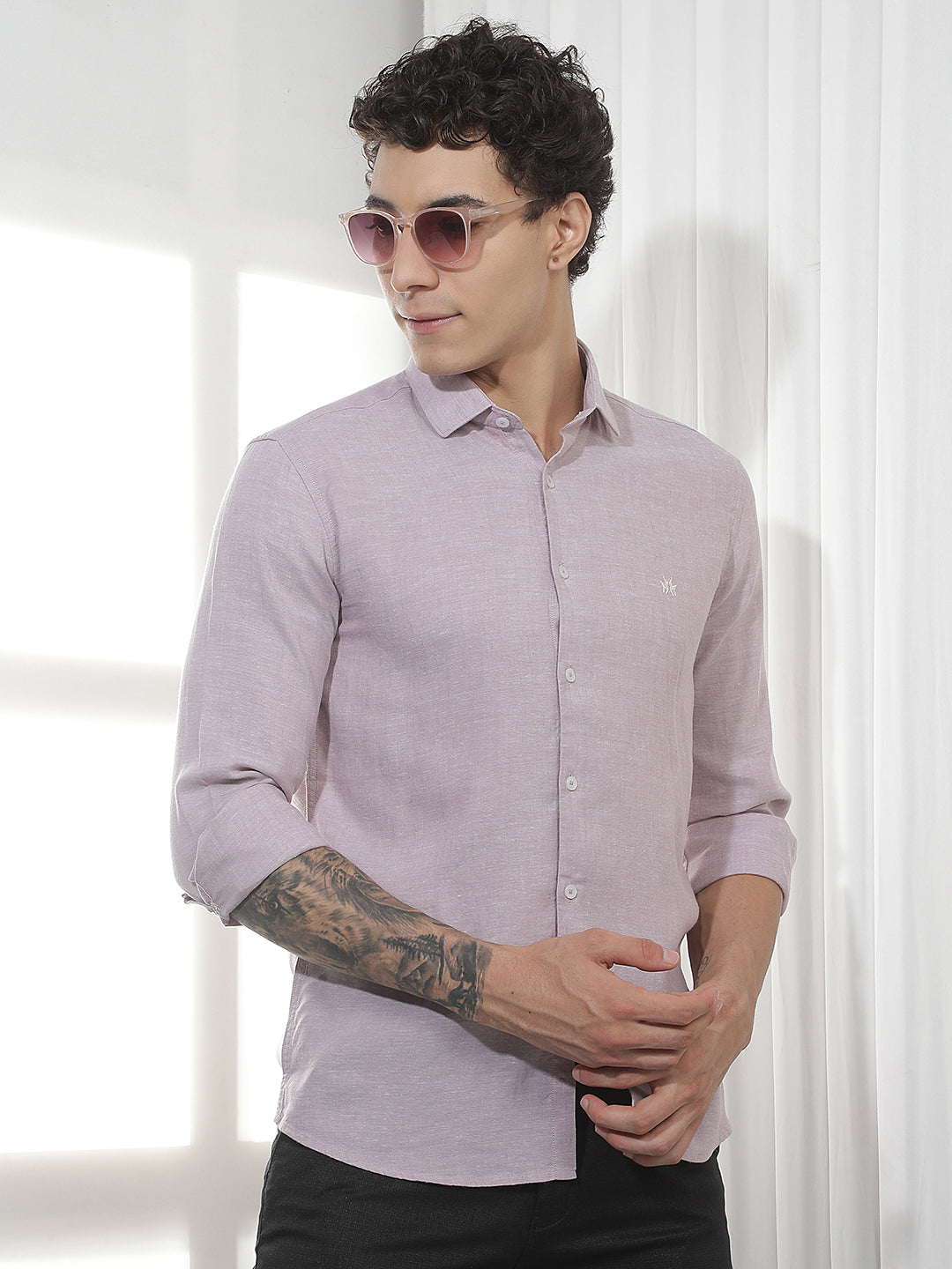 Purple Casual Linen Shirt