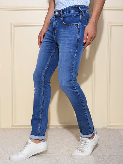 Mid-Wash Skinny Fit Blue Jeans