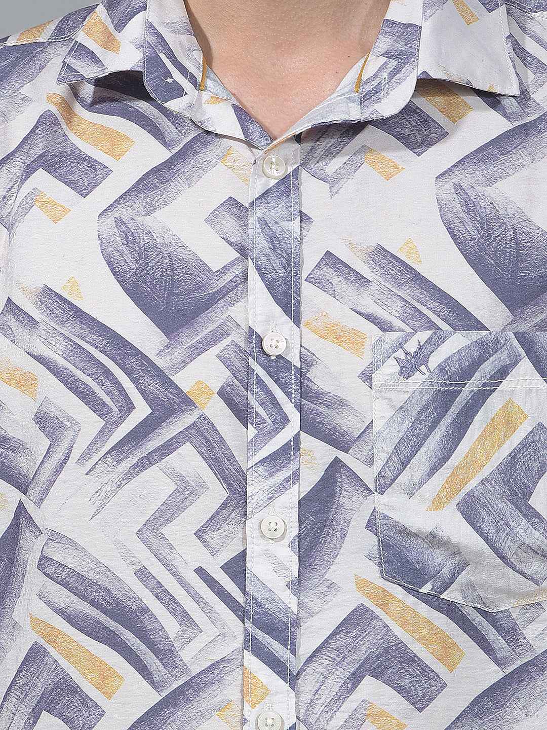 Purple Print Detailed Shirt