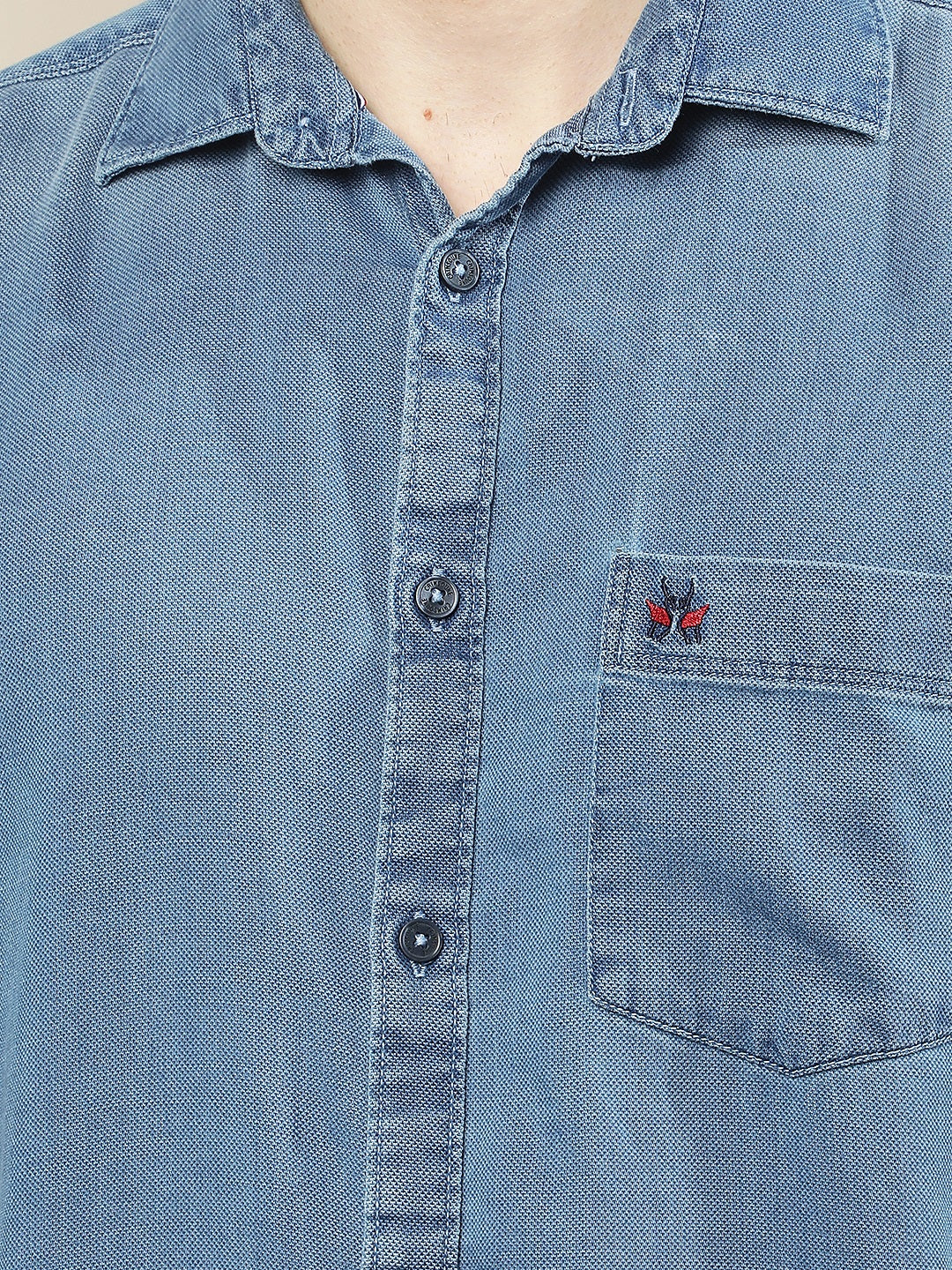 Blue 100% Cotton Denim Shirt