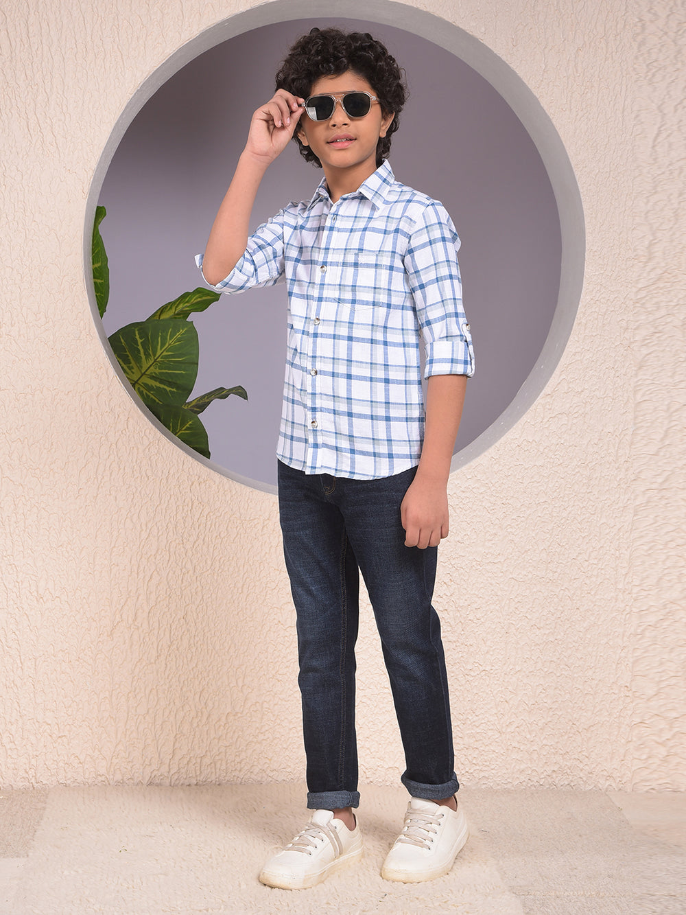 Blue Checked 100% Cotton Shirt