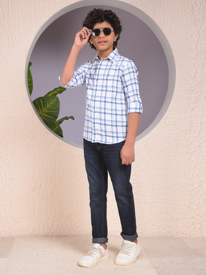 Blue Checked 100% Cotton Shirt