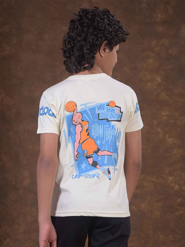 Cream Graphic Print T-Shirt